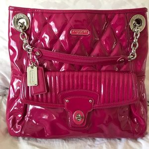 Coach Poppy Glossy Quilted Pink Shoulder Bag